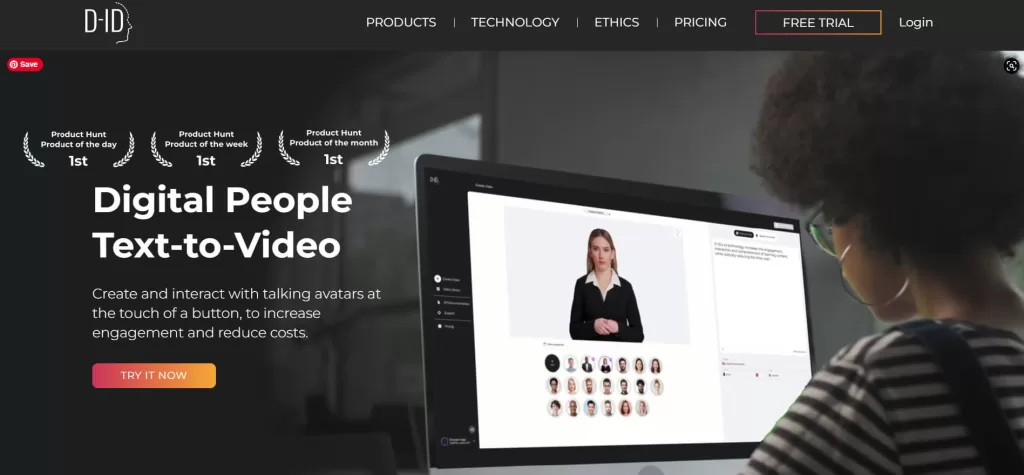 D-ID's website landing page