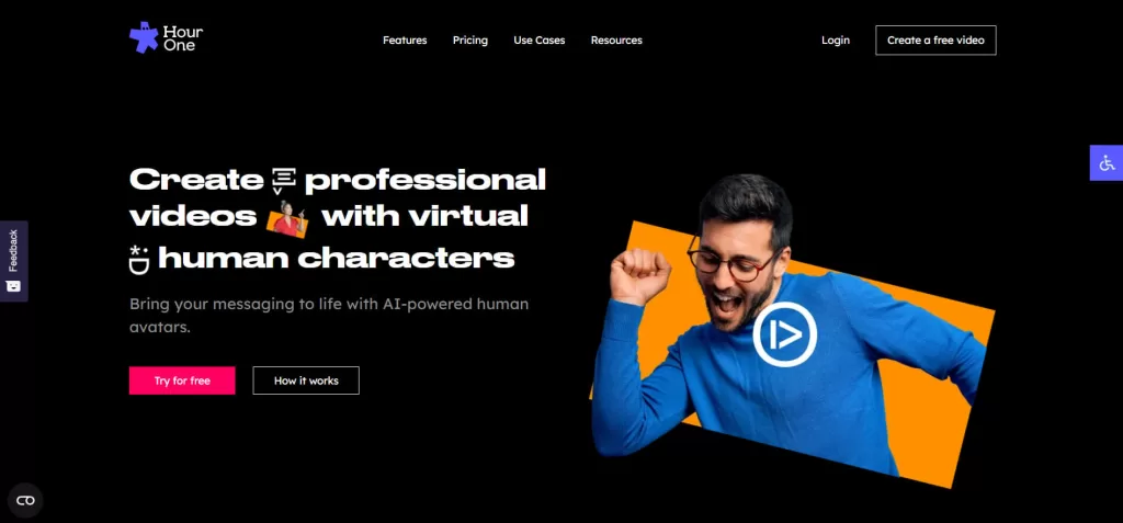 Hourone's website landing page