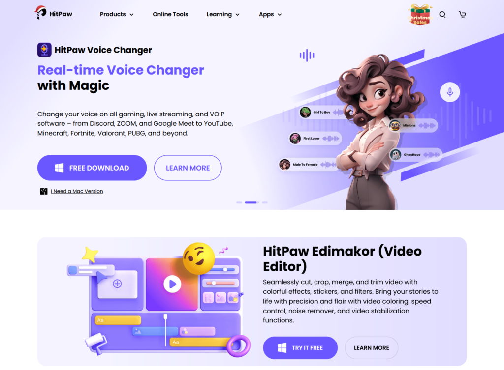 Hitpaw landing page hero section.