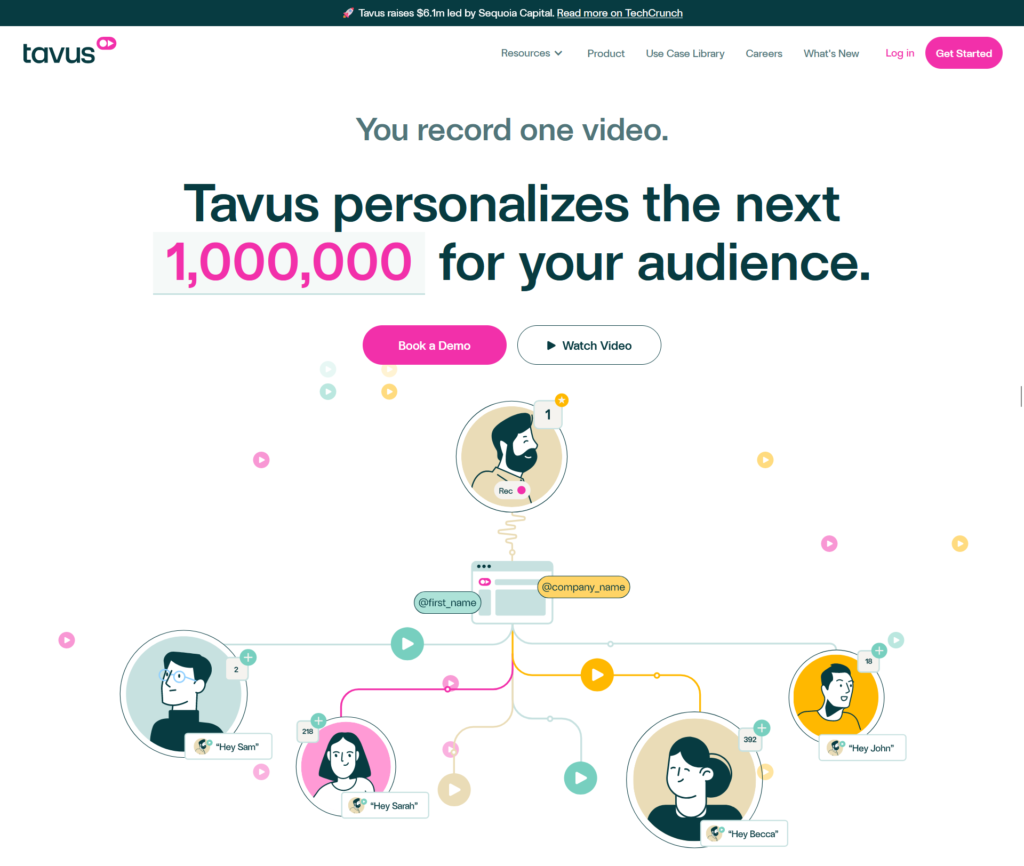 Website/landing page of Tavus.io